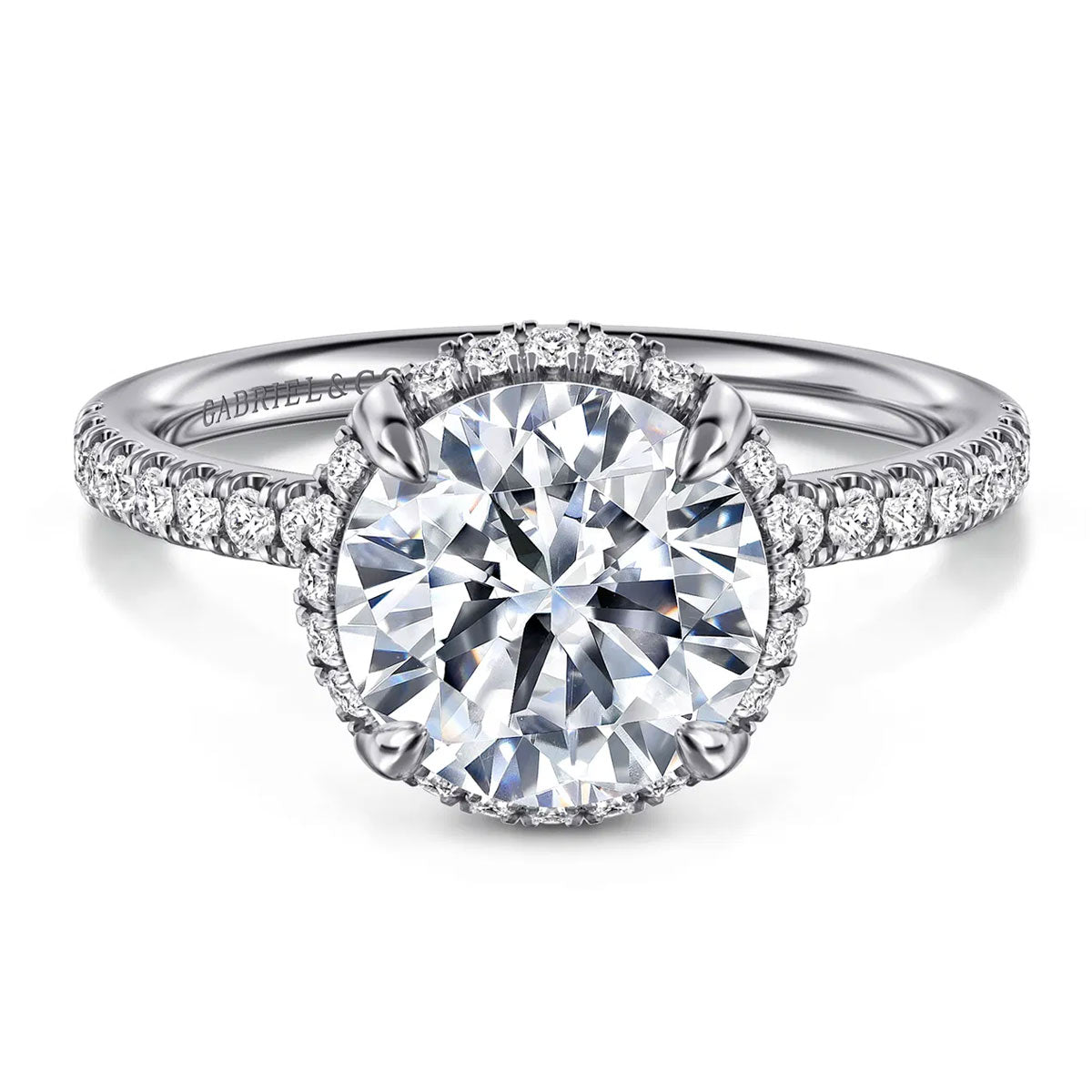 Suede Hidden Halo Round Diamond Engagement Ring Setting