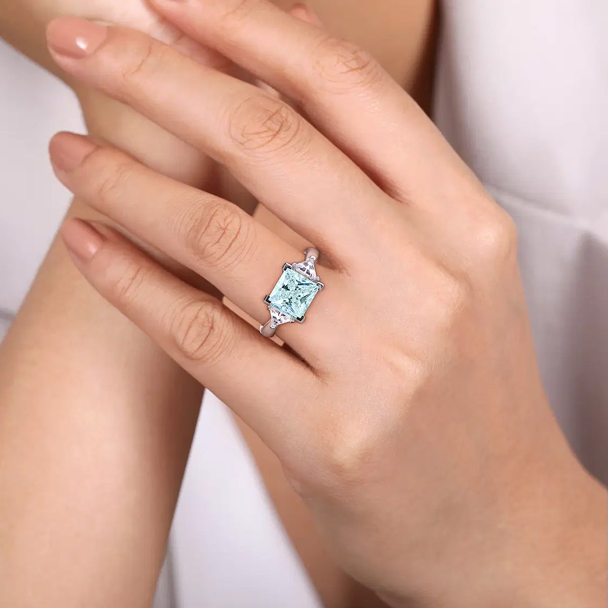 Meena 3-Stone Princess Cut Engagement Ring Setting
