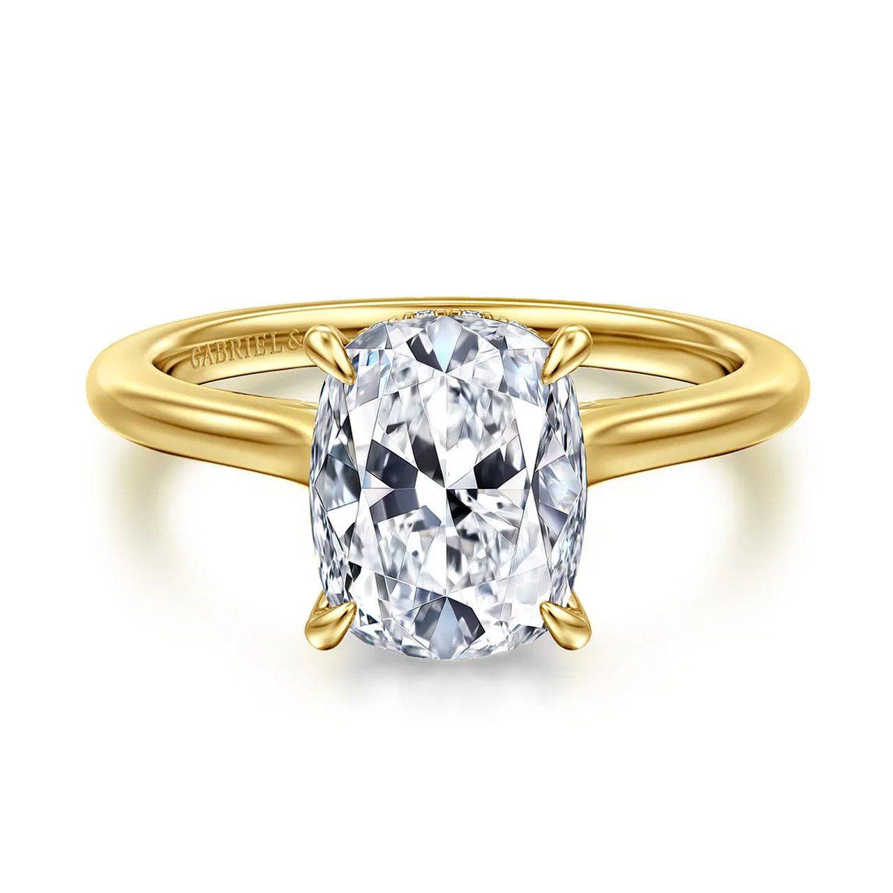 Ericka Elongated Cushion Cut Diamond Engagement Ring Setting with Hidden Halo