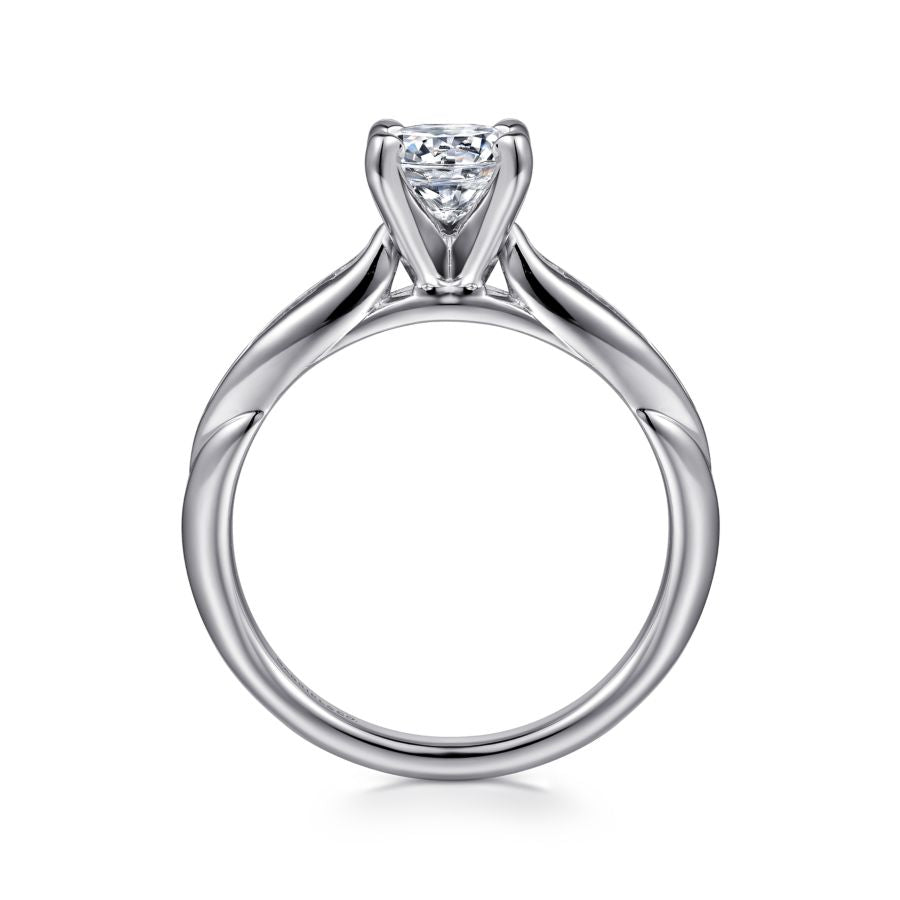 Quinn Engagement Ring Setting in 14k White Gold with Side Diamonds