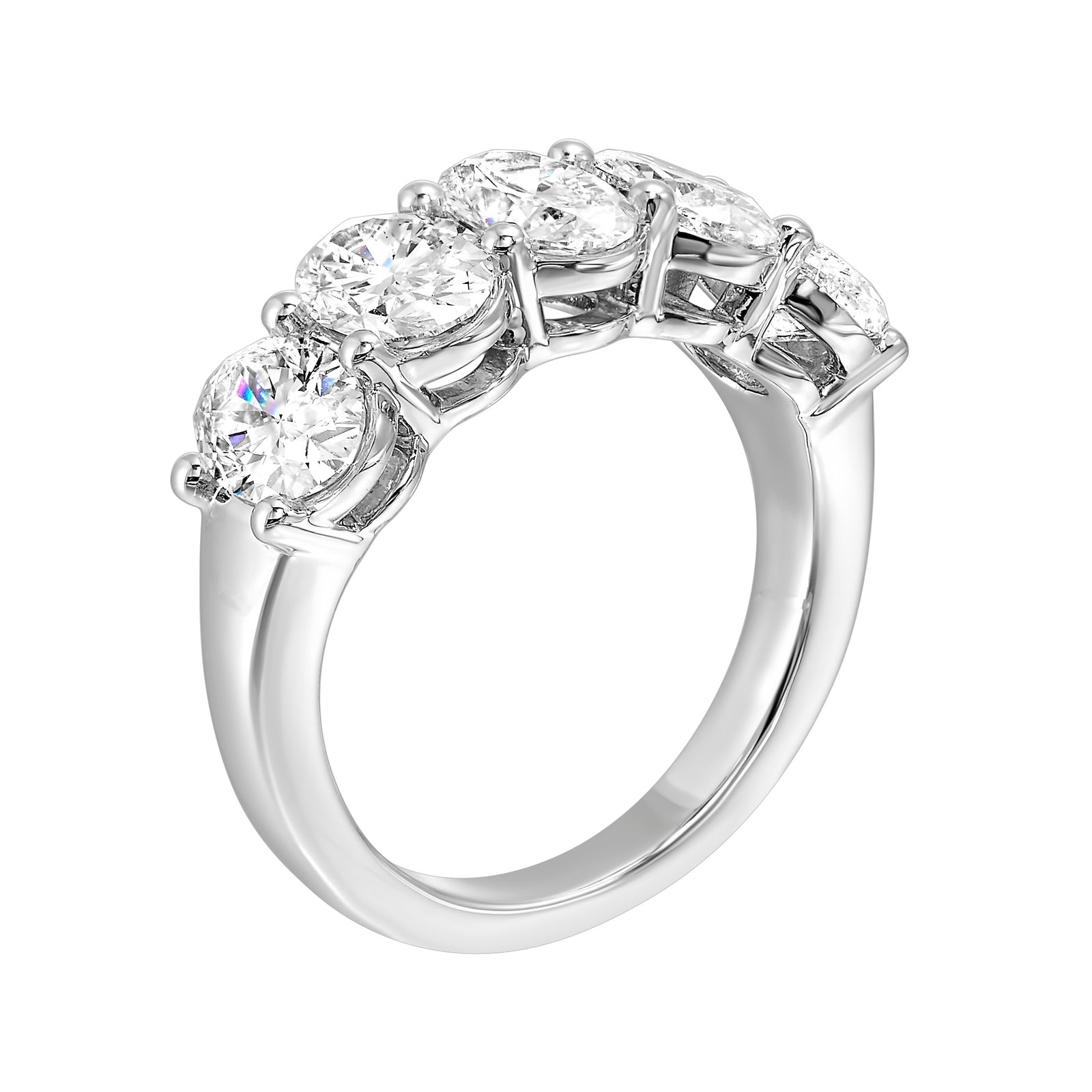 5-Stone Oval Lab-Created Diamond Ring Band in White Gold, 2.10 cttw
