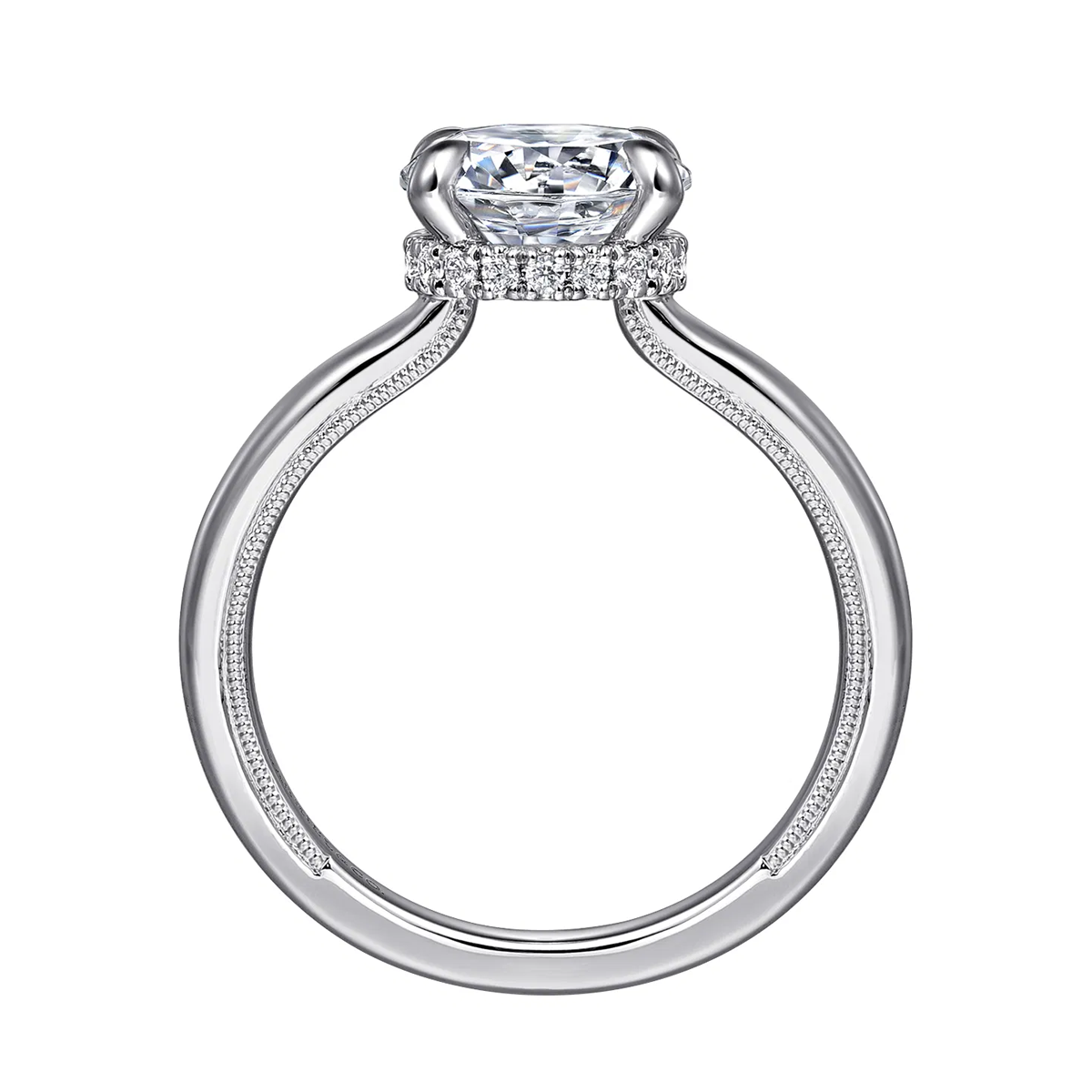 Sandi Round Diamond Engagement Ring Setting with Hidden Halo
