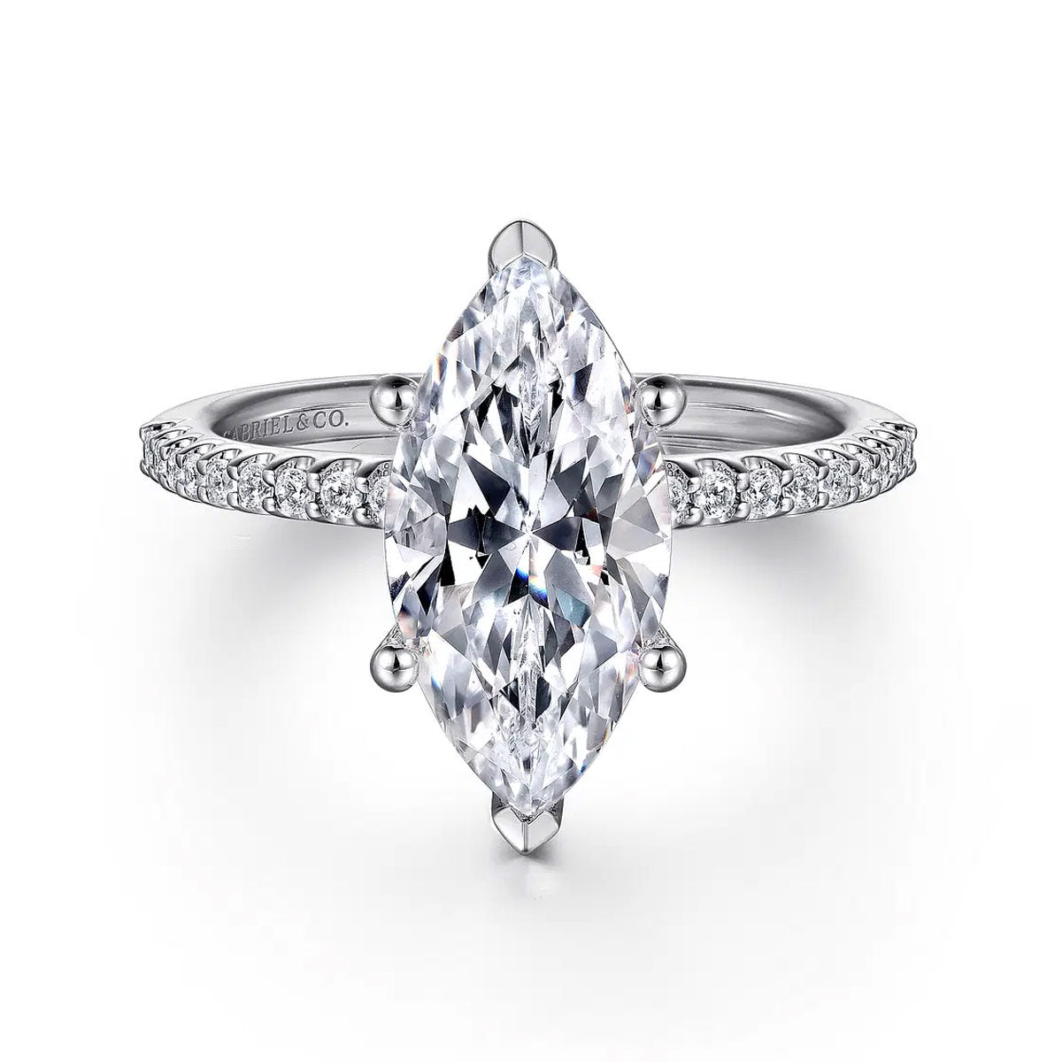 Amata Marquise Diamond Engagement Ring Setting with Diamond Pave Band