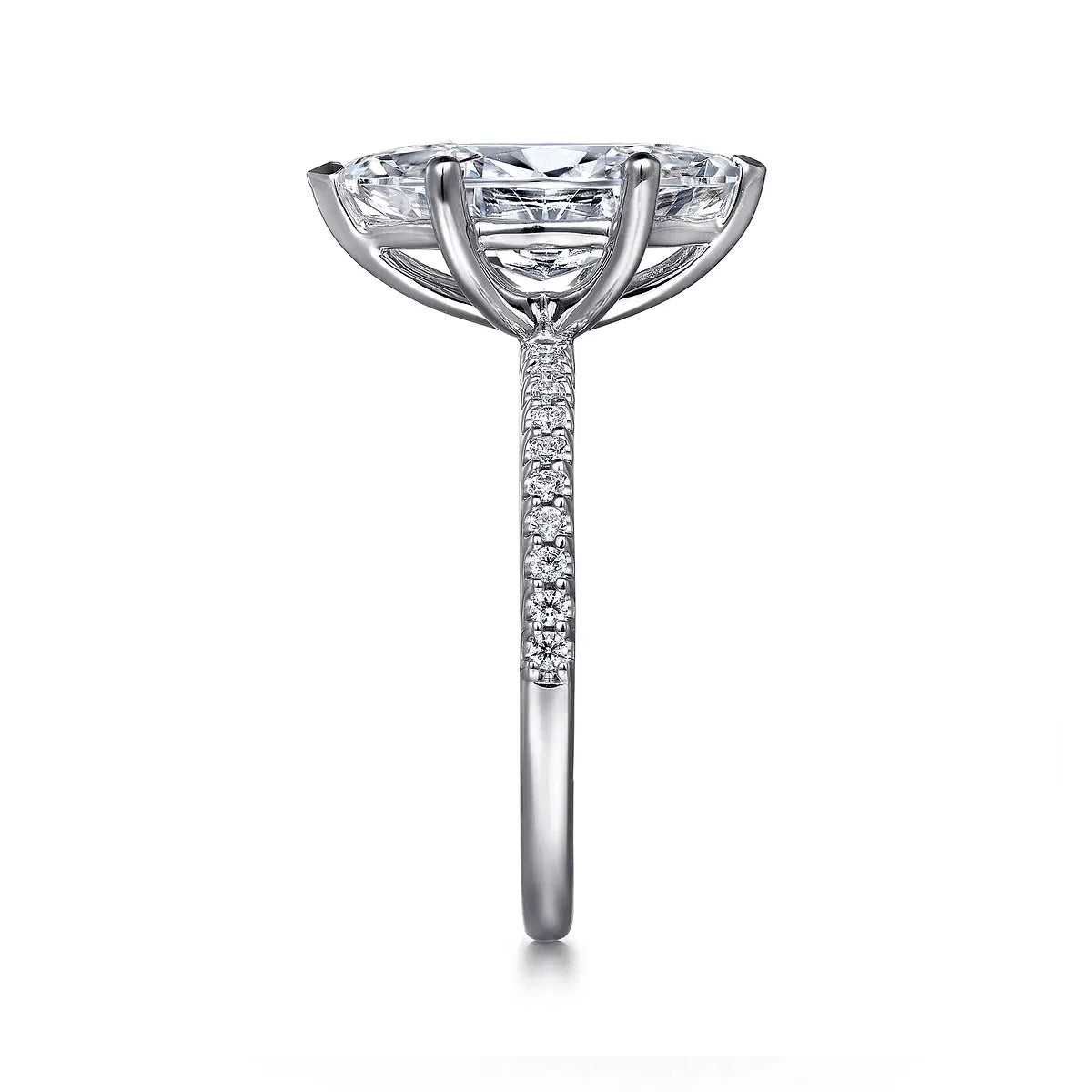 Amata Marquise Diamond Engagement Ring Setting with Diamond Pave Band