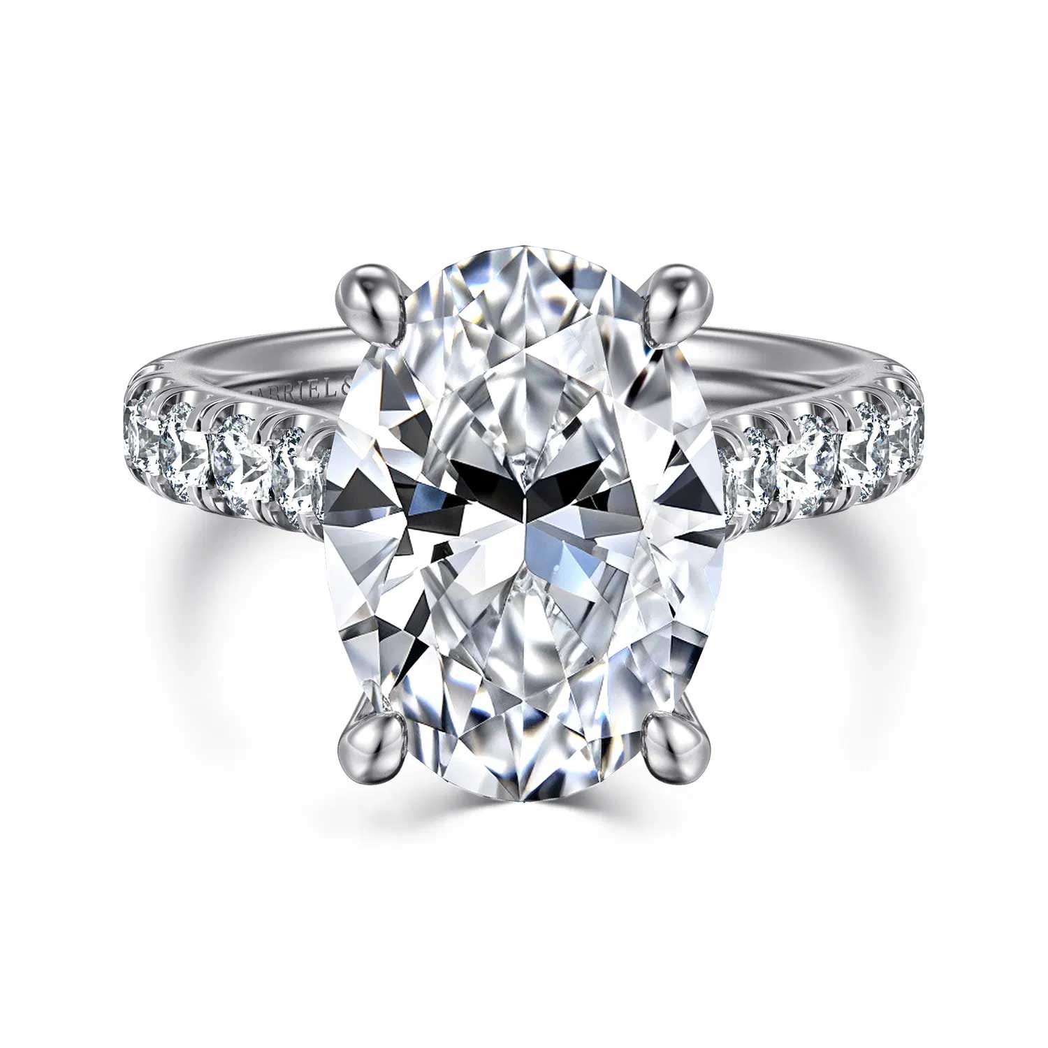 Sarita Oval Diamond Engagement Ring Setting with Hidden Halo