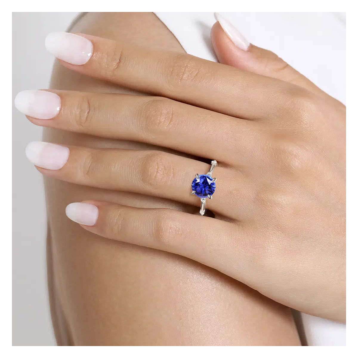 Marline Round Engagement Ring Setting with Marquise Diamond Accents