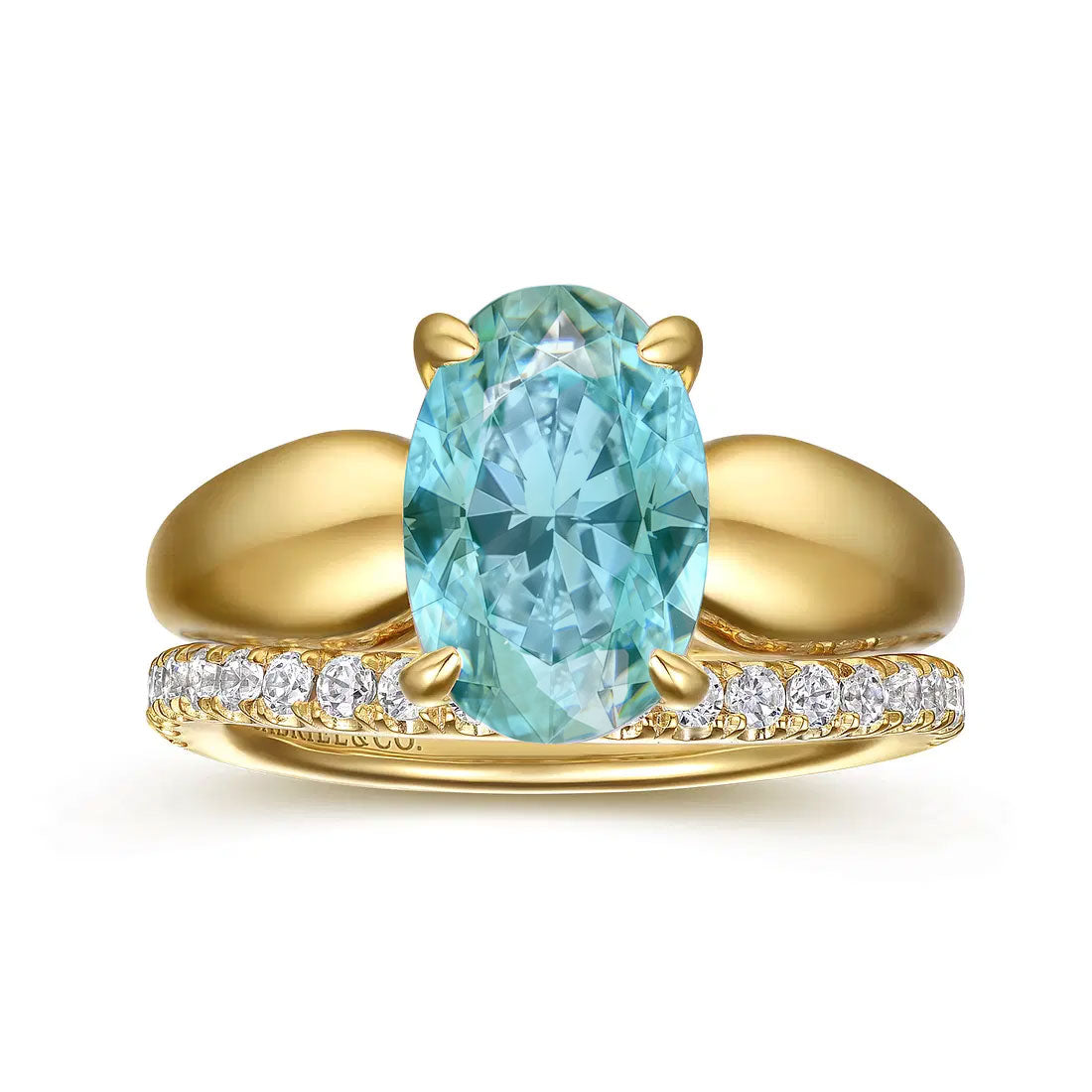 Raven Oval Engagement Ring Setting with Hidden Halo