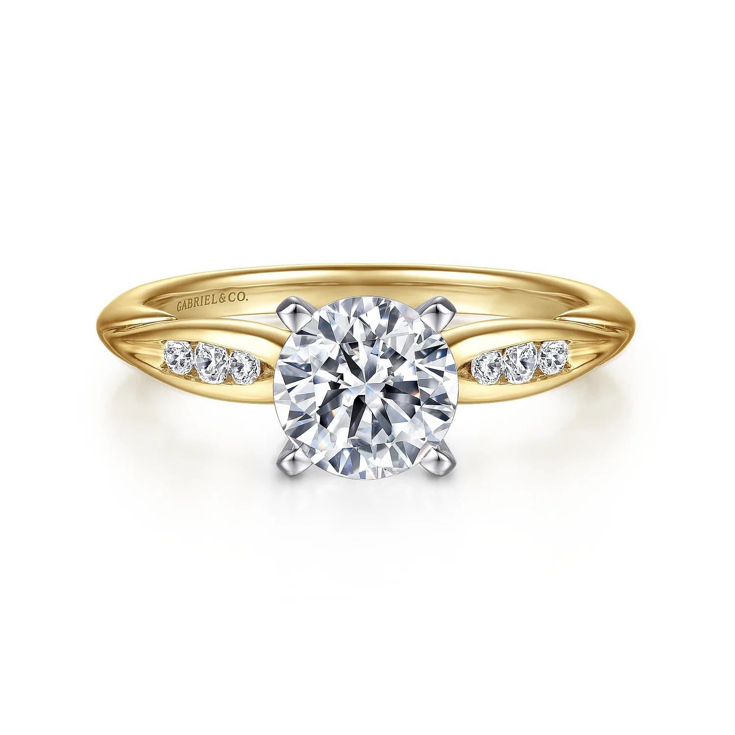 Quinn Round Diamond Engagement Ring Setting with Side Diamonds