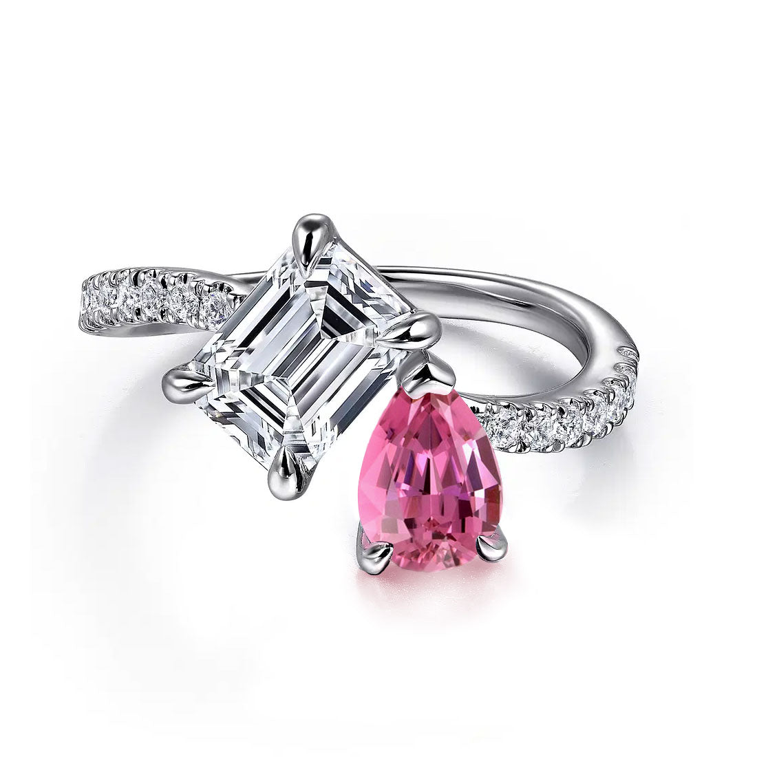Avrille Toi et Moi Diamond and Sapphire Engagement Ring