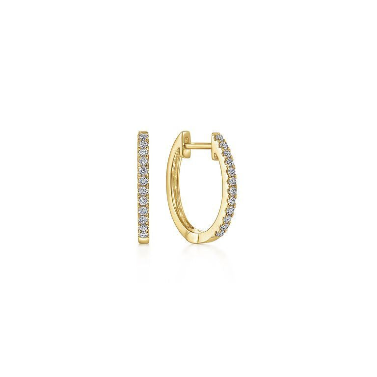 Diamond Huggie Hoop Earrings in Yellow Gold, 0.18ctw