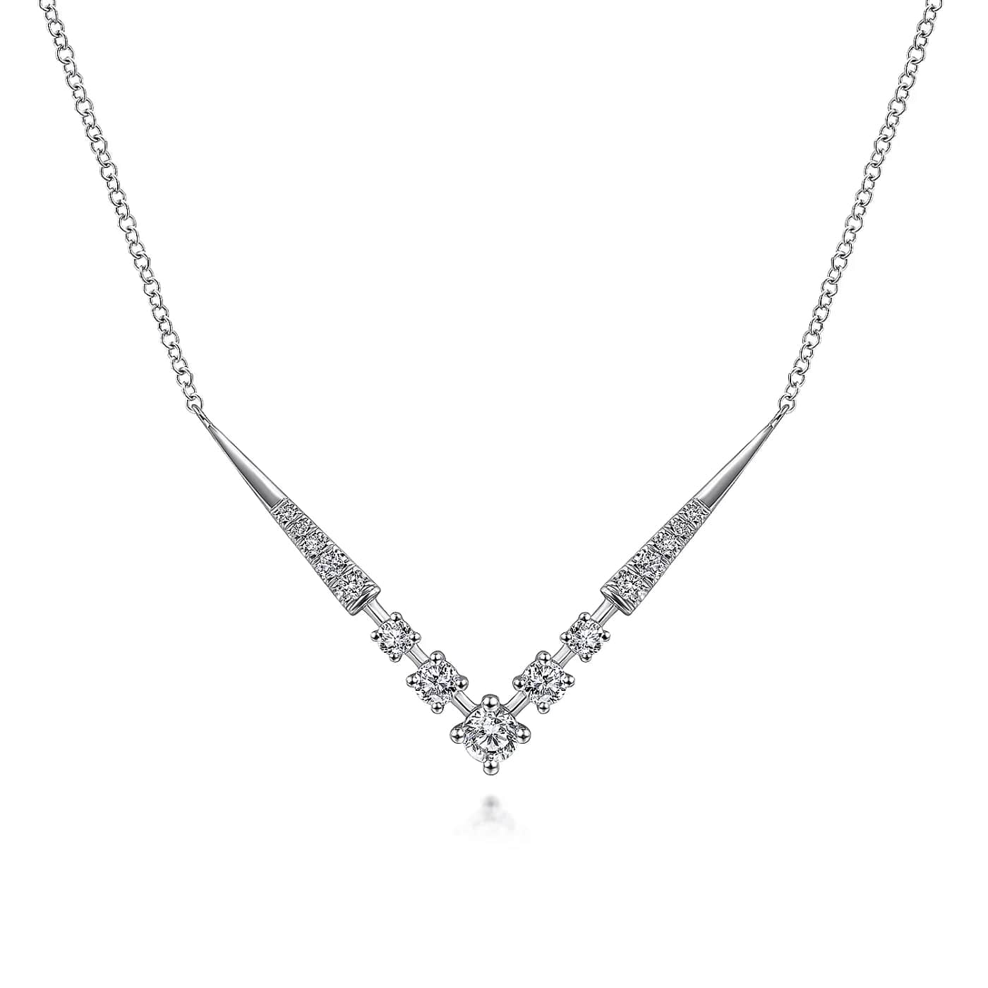 Chevron Diamond Necklace Rose Gold V Shaped Layering Drop Pendant | White diamond  necklace, Diamond necklace, Chevron necklace