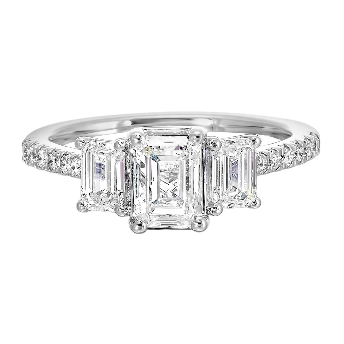 3-Stone Emerald Cut Lab Created Diamond Engagement Ring, 1.74 ctw.