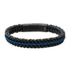 Inox Blue Cord Bracelet with Black Plated Links