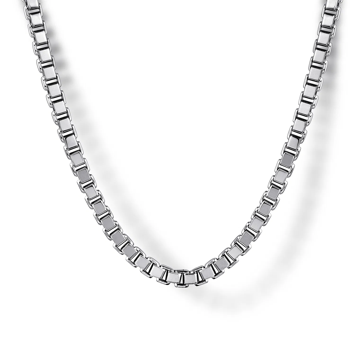 Sterling Silver Men's Solid Box Chain Necklace, 22"