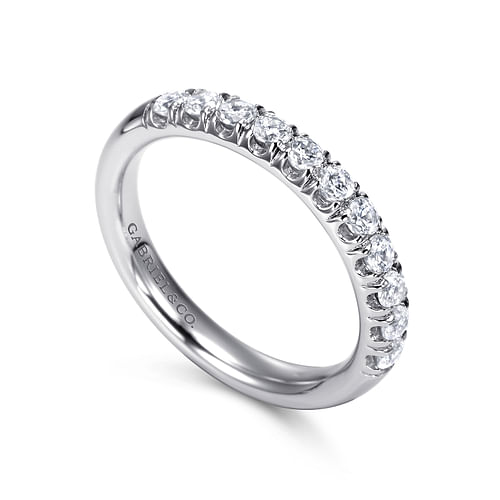 French Pave Diamond Portofino Anniversary Band in White Gold, 0.48 cttw