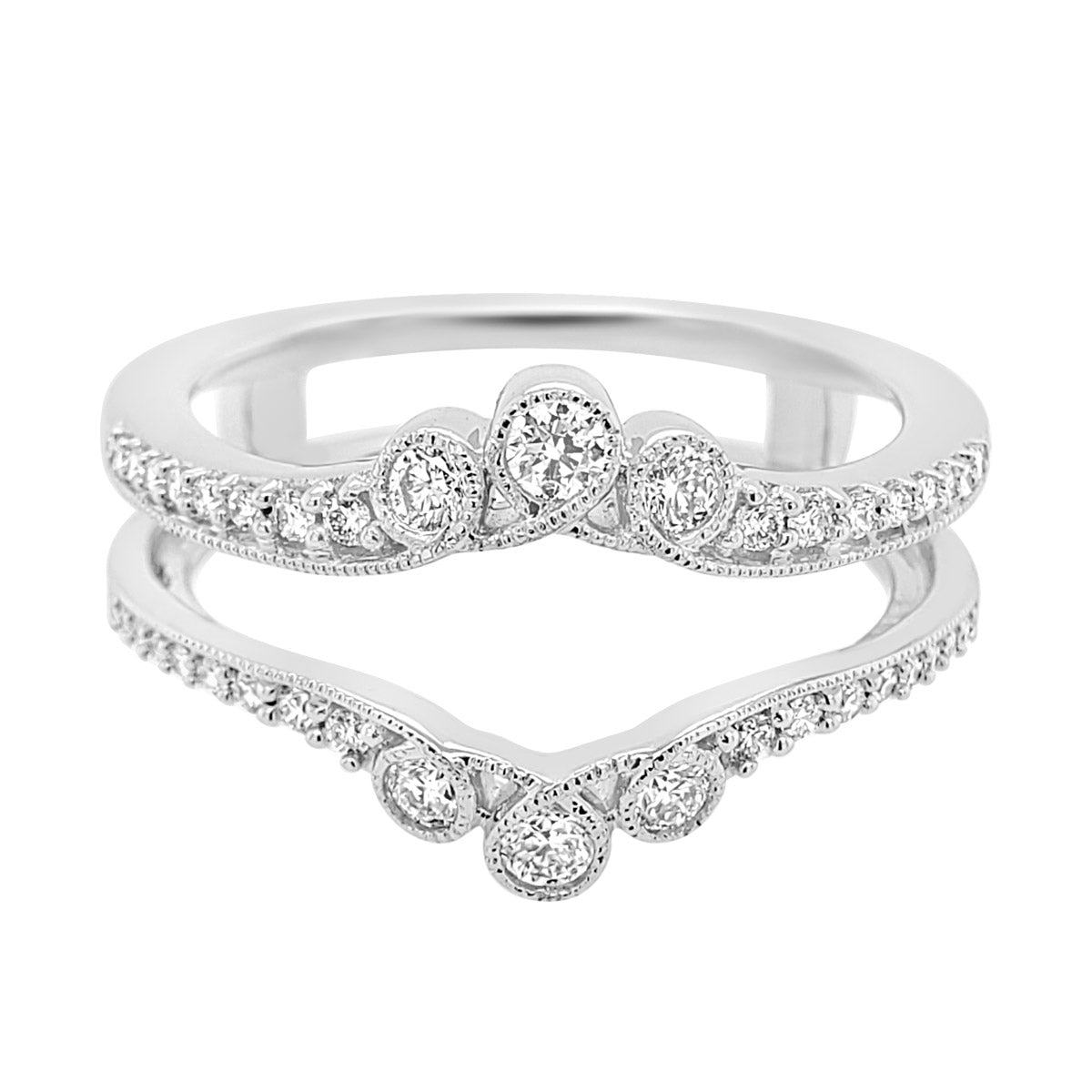 White Gold Diamond Engagement Ring Guard, 0.50 cttw - JusticeJewelers