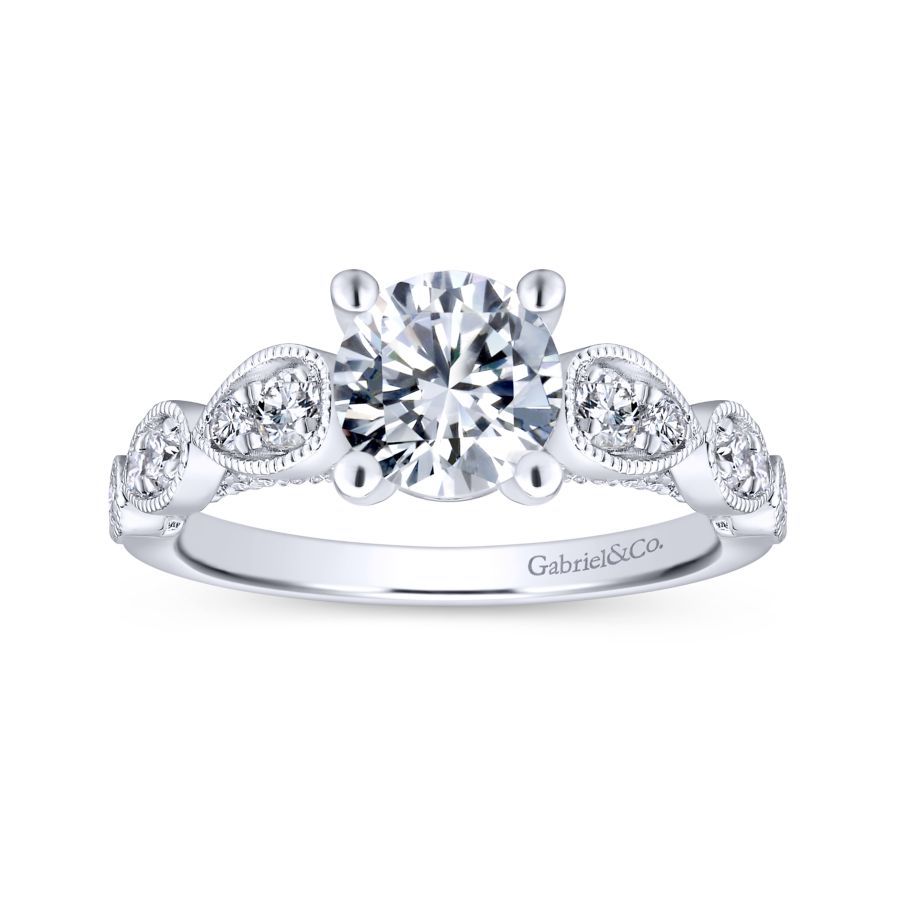 Garland Engagement Ring Setting in White Gold