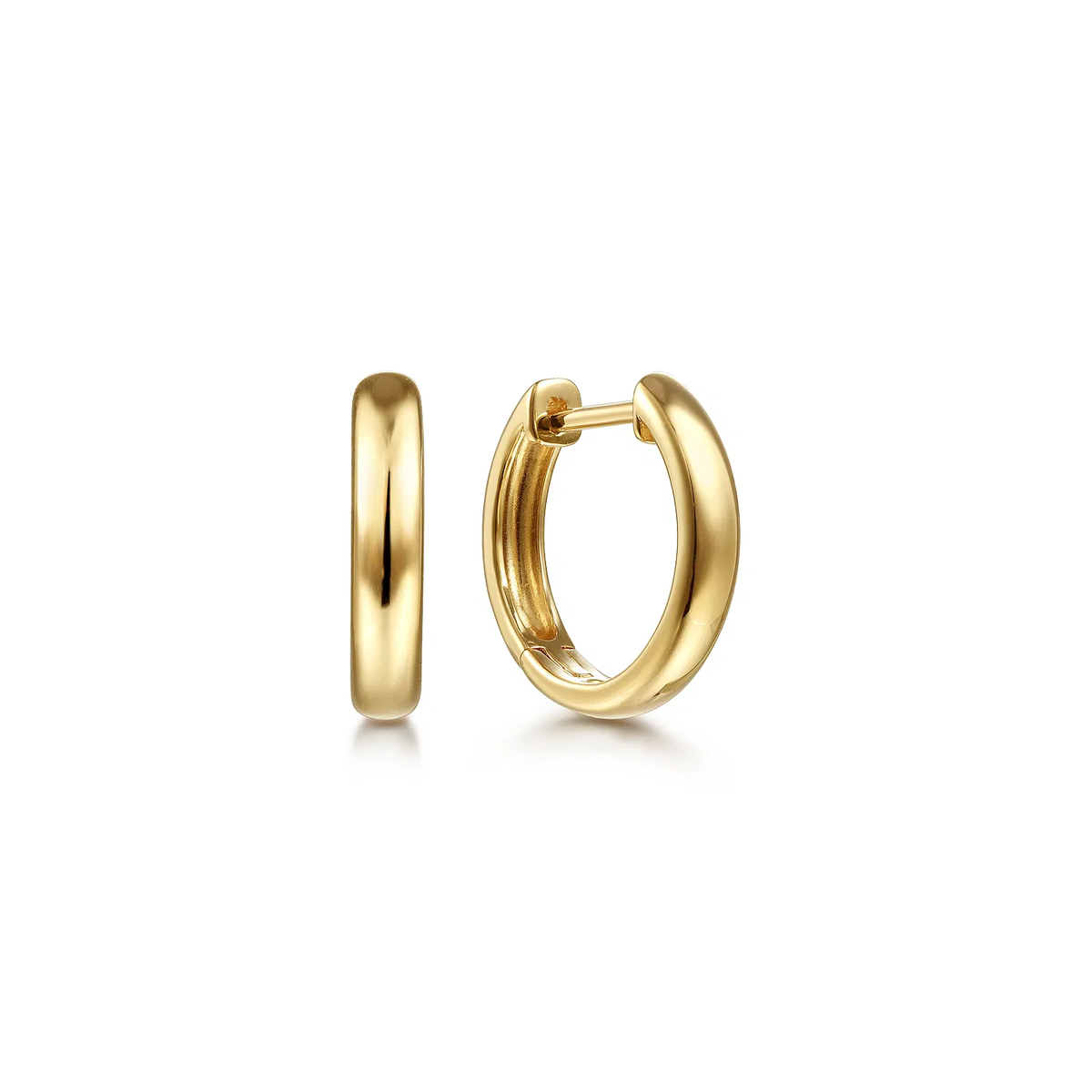 Classic 14k Yellow Gold Huggie Hoop Earrings, 15mm