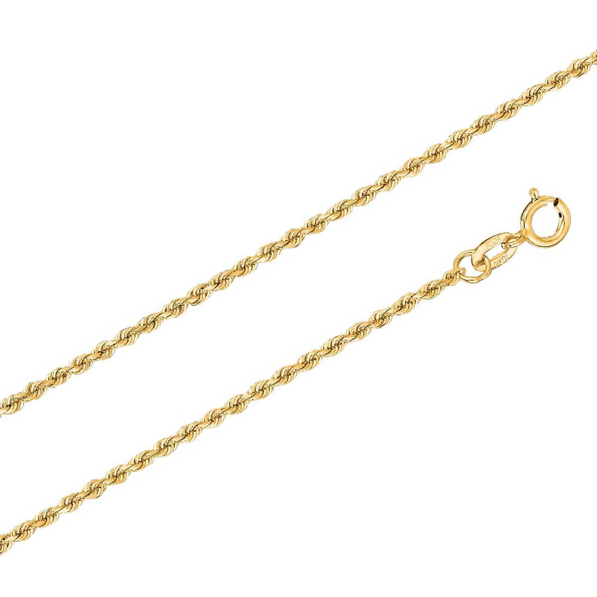 Yellow Gold Thin Rope Chain Necklace 18” with Lobster Clasp