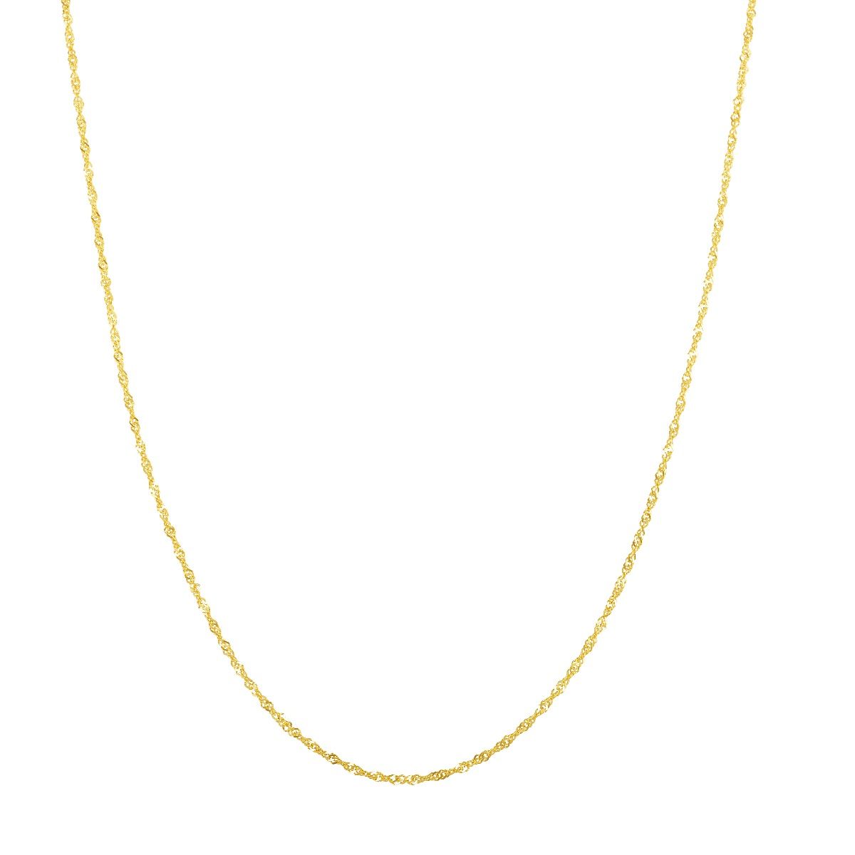 Delicate 1.5mm Singapore Chain 16” Necklace in 14k Yellow Gold