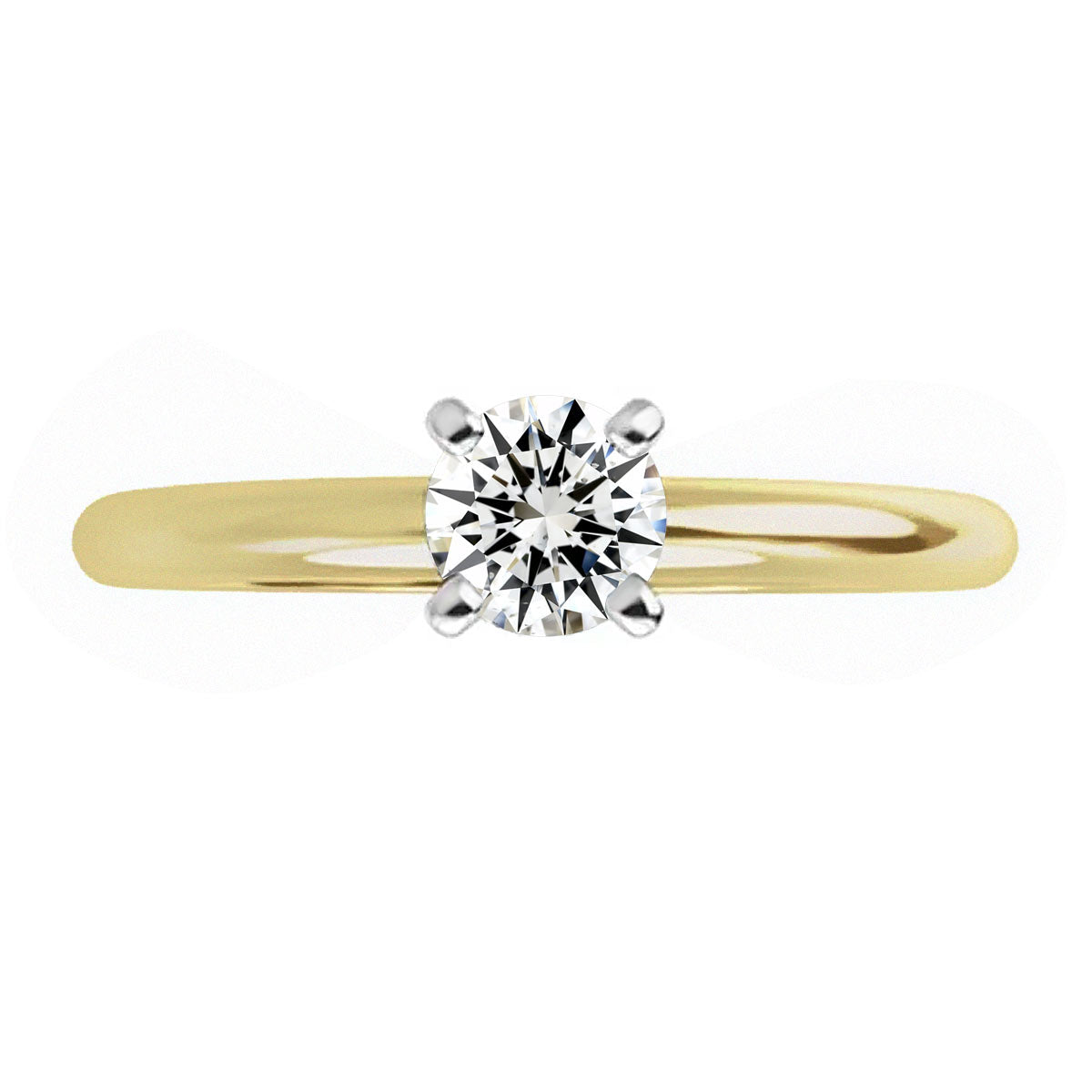 Round Brilliant Cut Diamond Tiffany Style Solitaire Engagement Ring in 10k Yellow Gold, 0.19 cttw