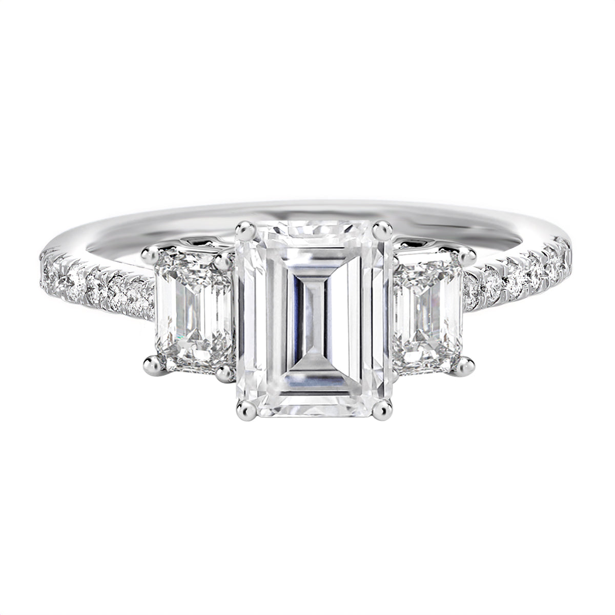 3-Stone Emerald Cut Lab Created Diamond Engagement Ring, 1.74 ctw.