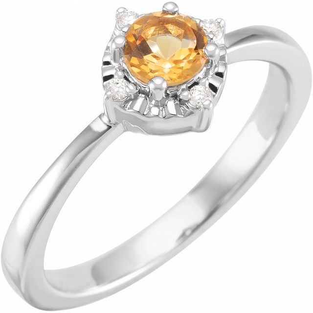 Citrine Ring with Diamonds