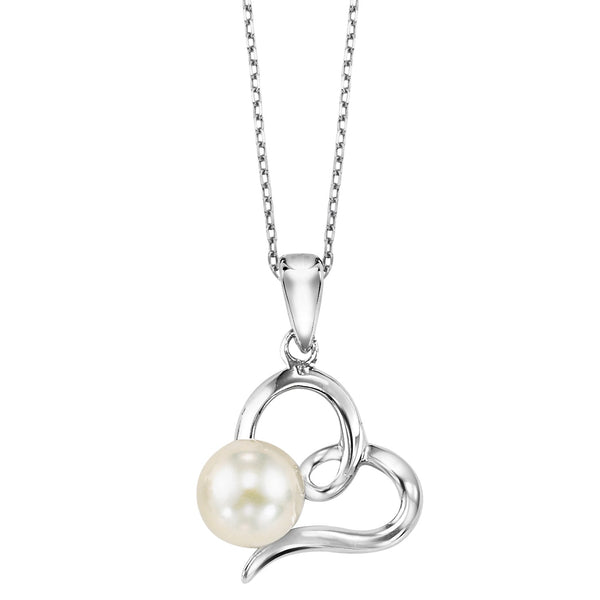 Open Heart Pendant with Freshwater Pearl - Justice Jewelers