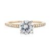 Classic Yellow Gold Diamond Engagement Ring Setting with Straight Pave Band, 0.23 cttw