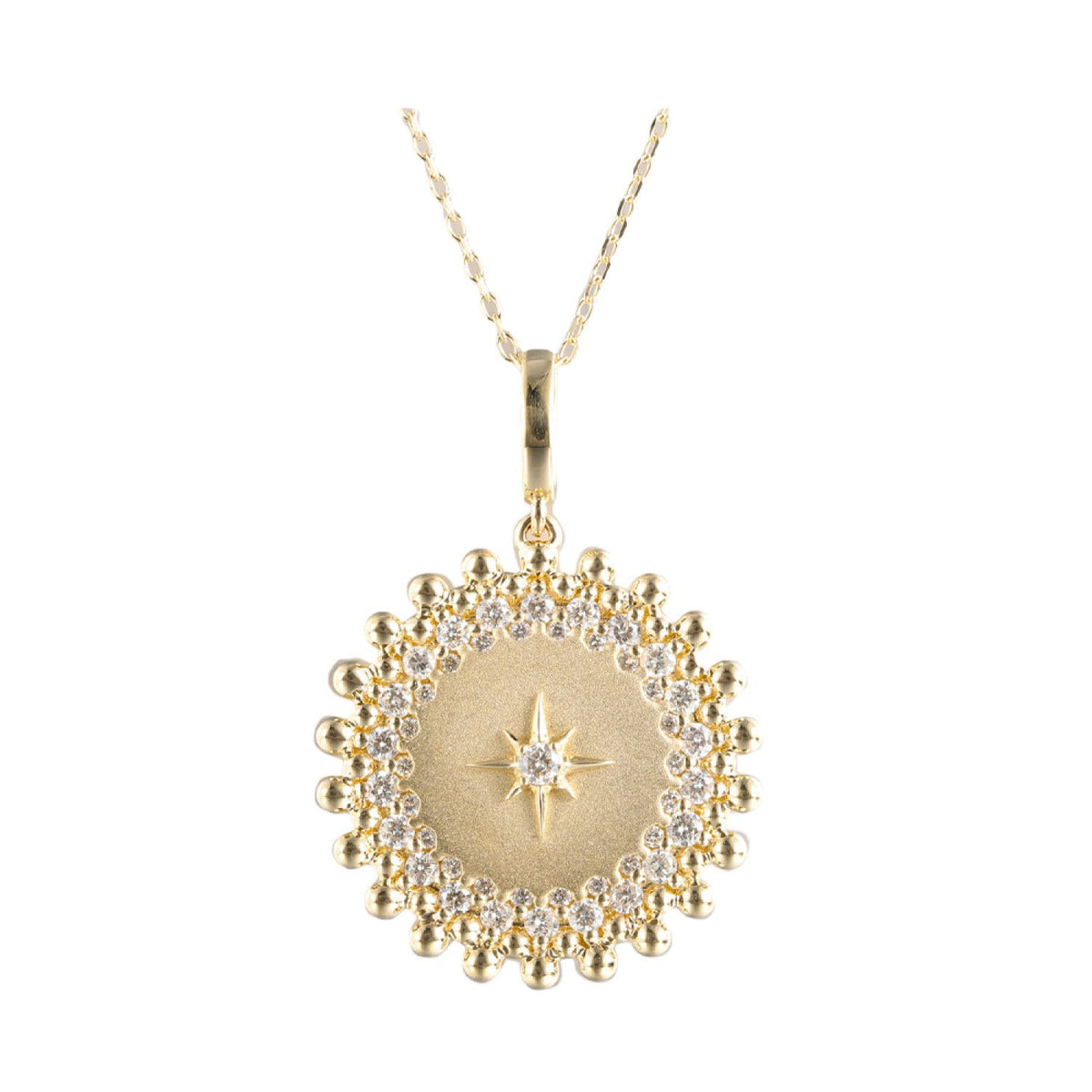 Yellow Gold Diamond Shield Pendant Necklace, 0.50 cttw