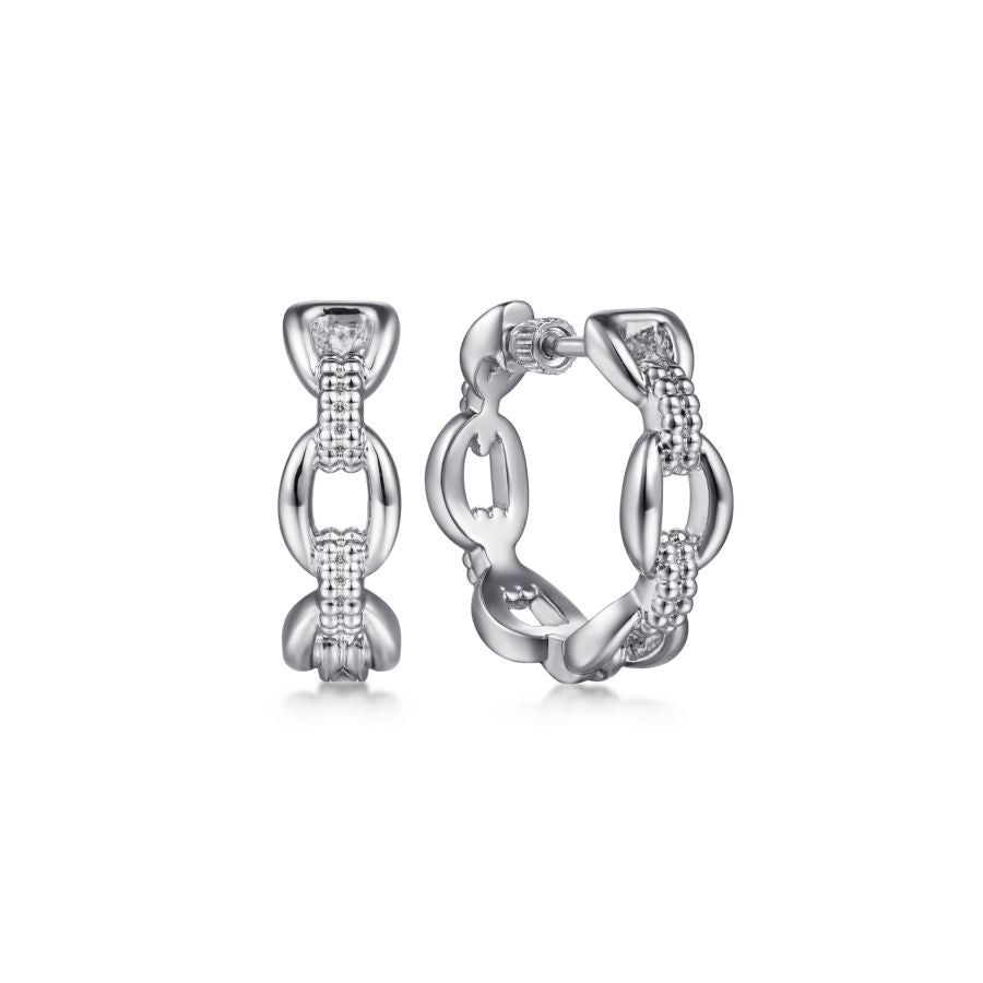 Chain Link Hoop Earrings in Sterling Silver - JusticeJewelers