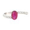 Oval Ruby Diamond Bypass Ring in White Gold