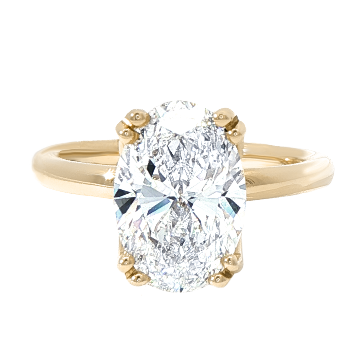 Oval Diamond Solitaire Engagement Ring in Yellow Gold, 3.0 carat
