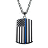 Inox American Flag Pendant with Blue Stripe