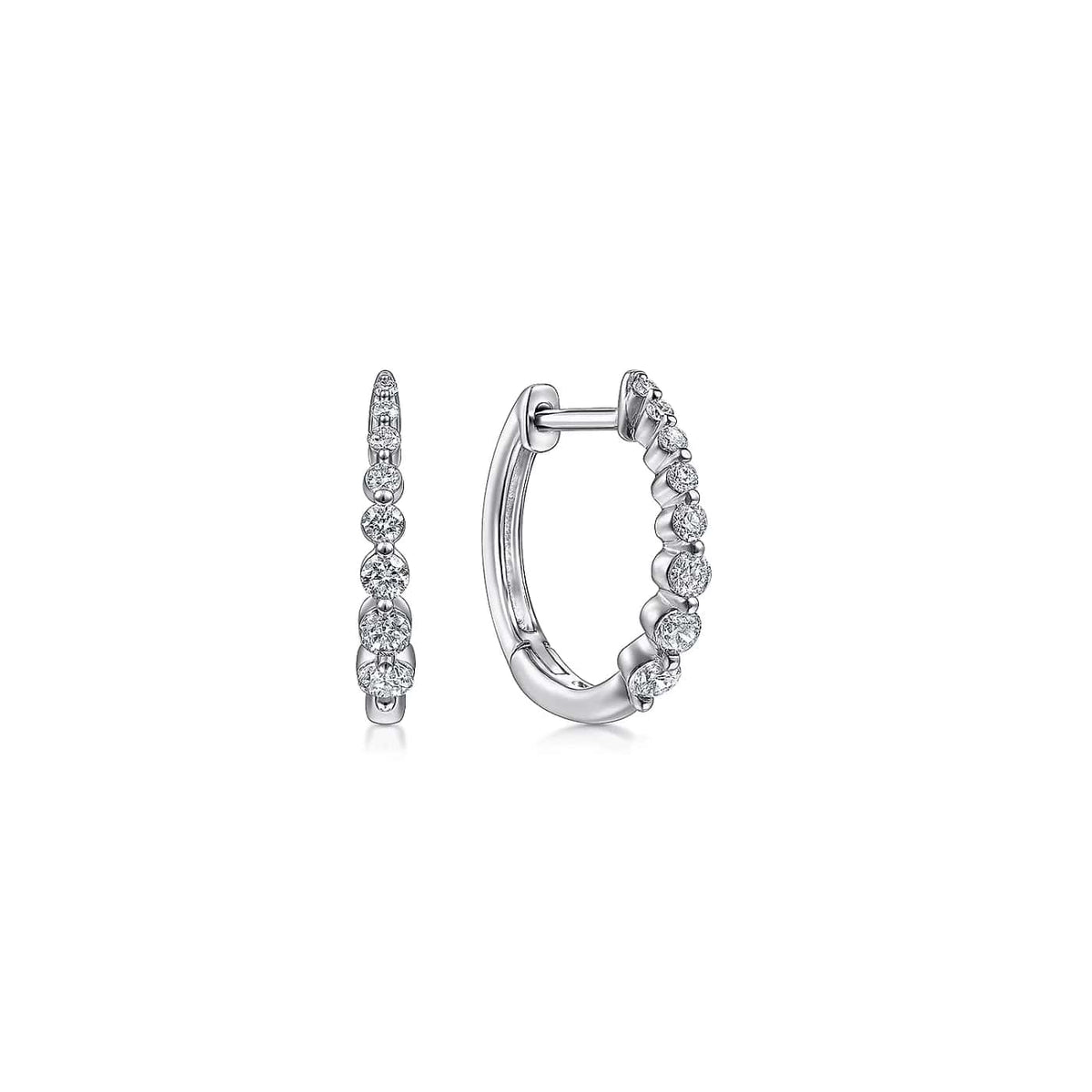 Classic White Gold Round Diamond Huggie Hoop Earrings, 0.26 cttw