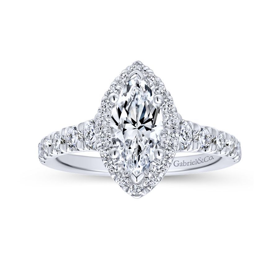 Marquise Diamond Straight Halo Engagement Ring, R1096W