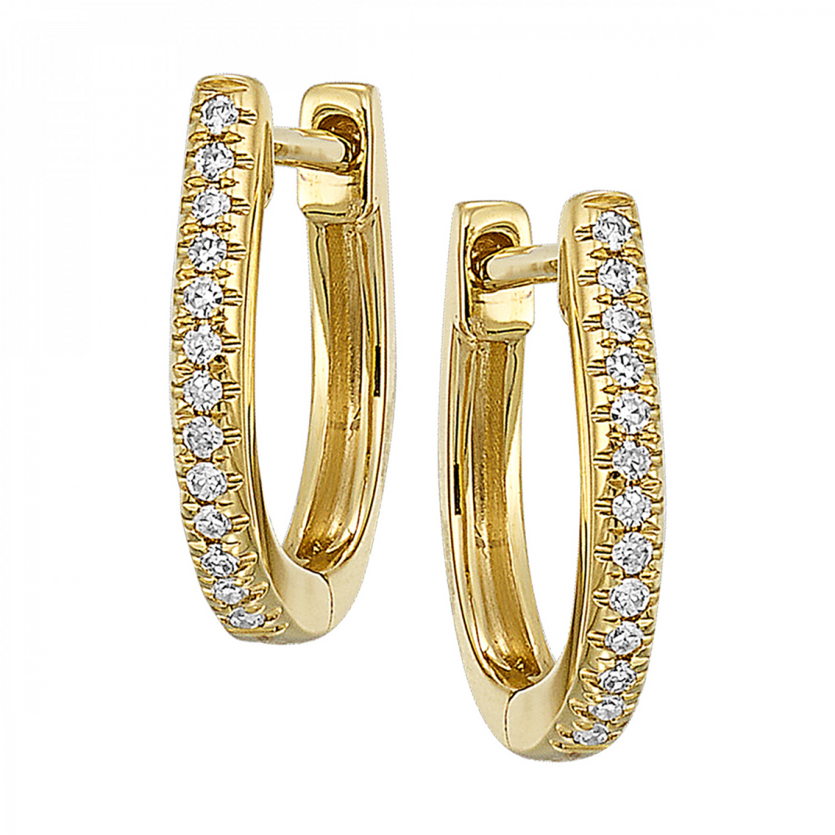 Diamond Pave Thin Huggie Hoop Earrings in 14k Yellow Gold, 0.05 ctw