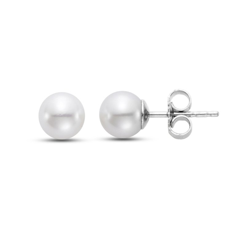 Freshwater Pearl Studs, 7-7.5mm in 14k White Gold