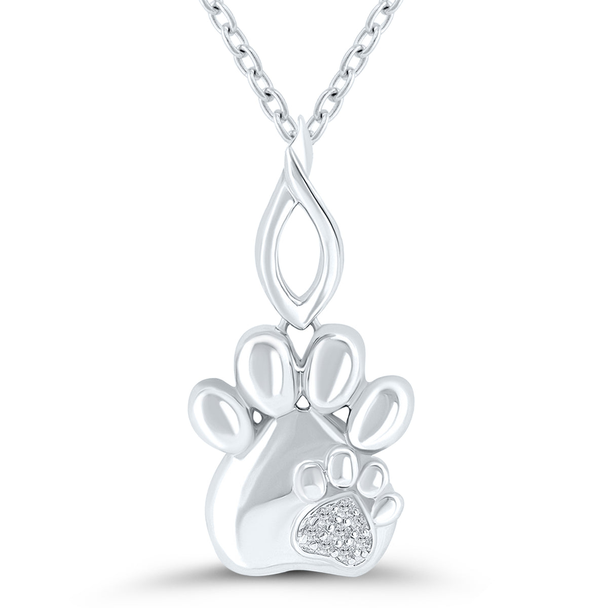 Sterling Silver and Diamond Paw Pendant