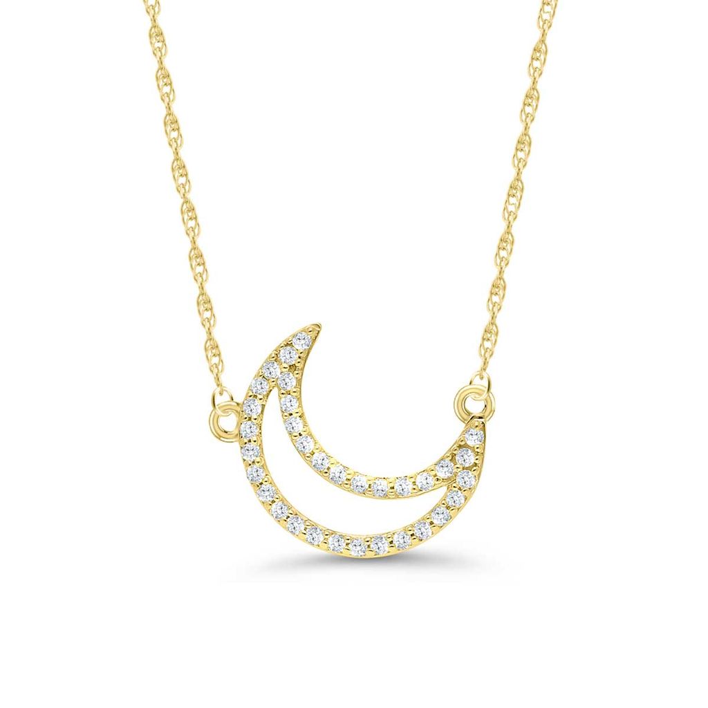 Diamond Moon Necklace in 10k Yellow Gold