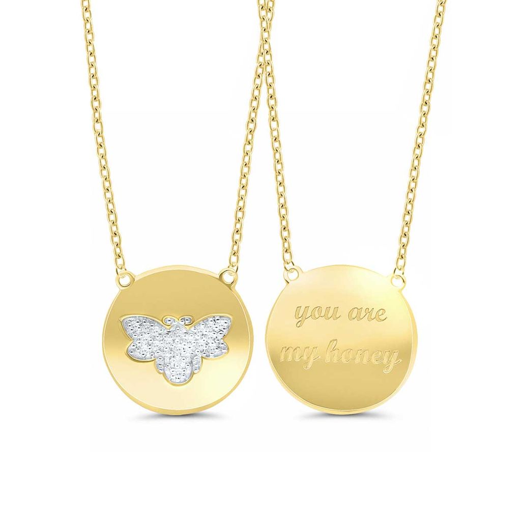 Bee Disc Neckace in Gold-Plated Sterling Silver