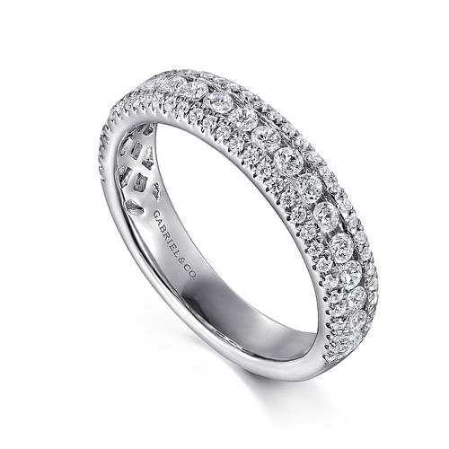 Triple Row Channel Set Diamond Wilshire Anniversary Band in White Gold, 0.72 cttw