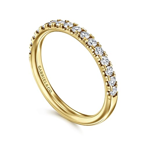 Classic Round Diamond Pave Wedding Band in Yellow Gold, 0.41 cttw