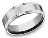 Polished Tungsten Wedding Ring Band with Beveled Edges, 7mm