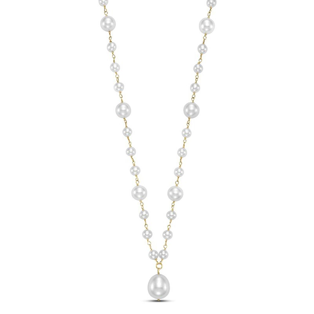 Pearl Station Necklace with Pearl Drop
