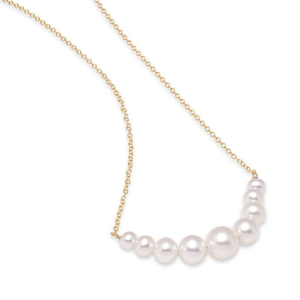 Classic Graduated Pearl Necklace in 14k Yellow Gold