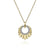 Leaf Shaped Diamond Circle Pendant Necklace in Yellow Gold, 0.11 cttw