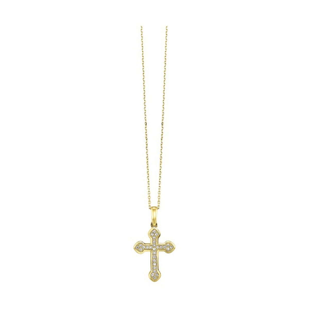 Timeless Yellow Gold Diamond Cross Pendant Necklace, 0.10 cttw