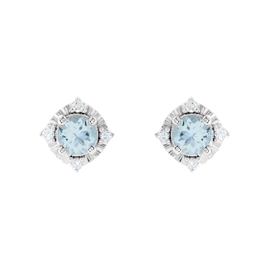 Aquamarine Earrings with Diamonds