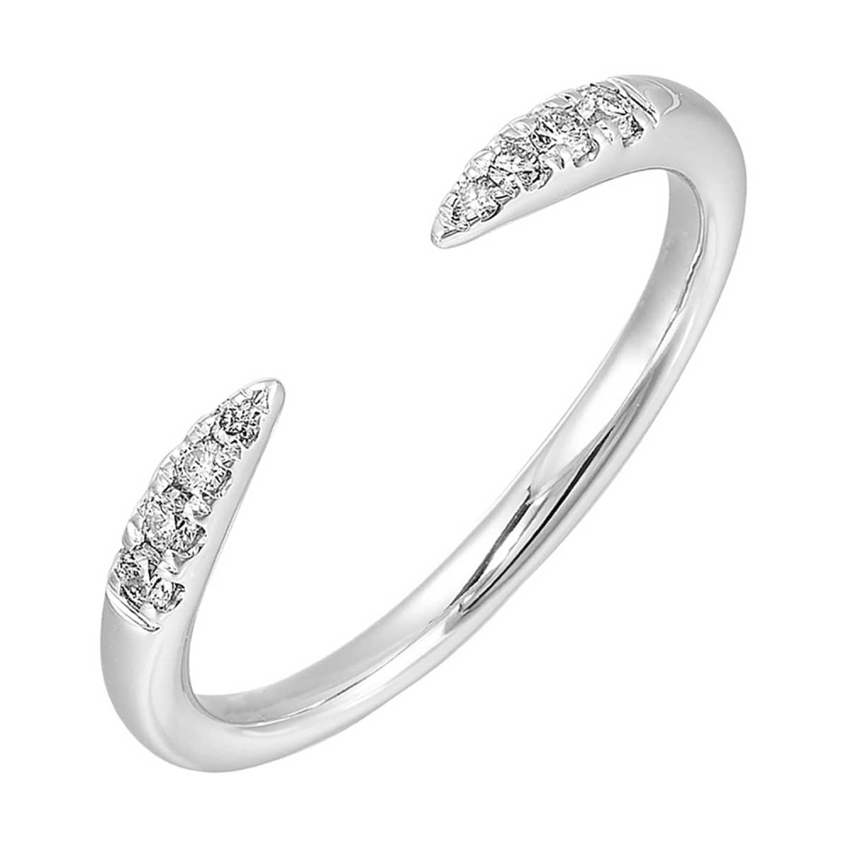 Zero Gravity Open Pointed Diamond Ring Band in White Gold, 0.10 cttw